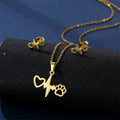 Simple Personalized Stainless Steel Love Pendant with Animal Footprint Trendy Link Chain Wholesale Set