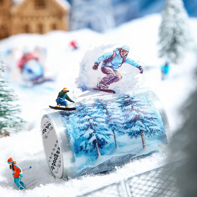 1Roll Tape Snow Speed Series Ski Theme Handbook Material Collage Landscape DIY