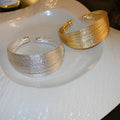 Textured Hollow Open Multi Layered Thin Wire Bangle Adjustable Gold Plated Bangles for Women Fashion Stylish Simple Jewelry 2023