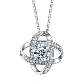 Fashion 925 Sterling Silver Fine Jewelry Round Diamond Zirconia Cz Love Pendant Necklace for Wedding