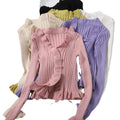Ruffle Sweater Cardigan Women Fashion Knitting Sweet Ruffled Crop Tops Lady Full Sleeve Cropped Shirt Cardigan Girl Sweet Jacket