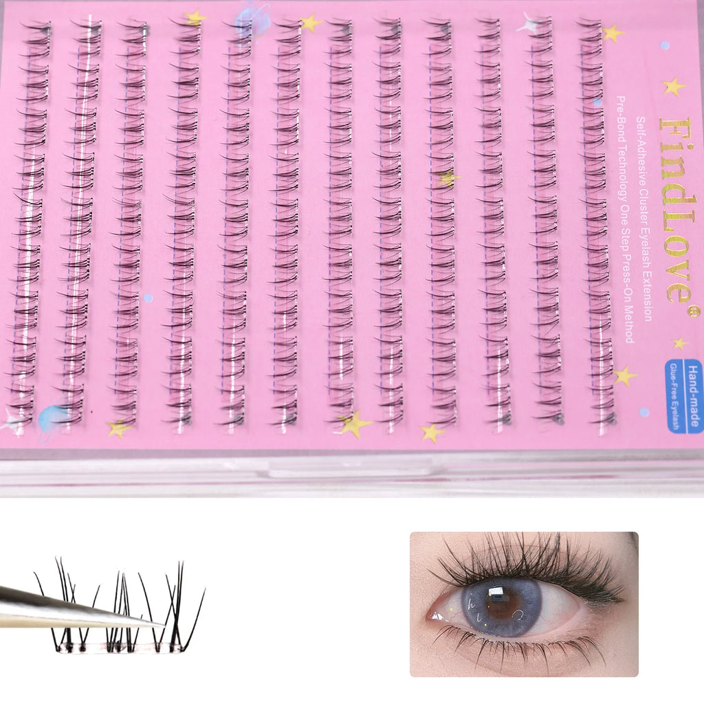 Hot Selling 12-Row Self-Adhesive Pre-Glued Lower Eyelashes Custom Logo Glue-Free Natural Looking Eyelashes