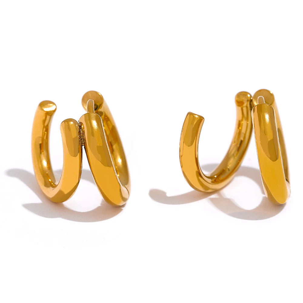 JINYOU 2025 Waterproof Creative Geometric Gold Charm Metal Temperament Personality Stainless Steel Earrings Jewelry 2025