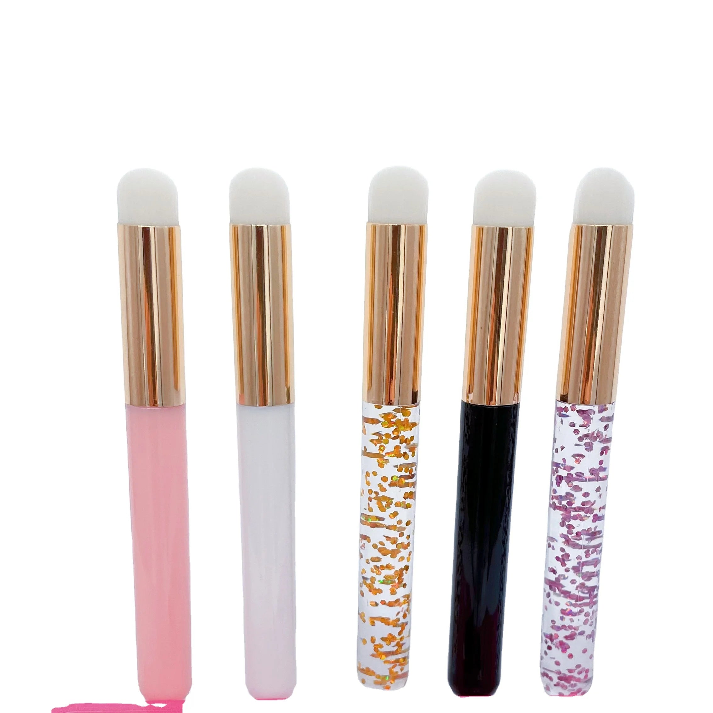 Quality Lash Extension Supply Crystal Acrylic Handle Round Tip Makeup Eyelash Wash Lash Cleaning Brush