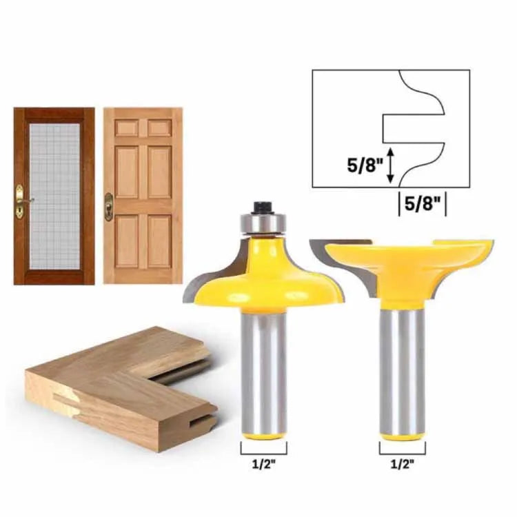 1/2''  8mm Shank 2pcs Woodworking Router Bit Engraving Wood Milling Cutter Door Frame Kitchen Door Cabinet Door Knife