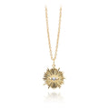 Retro Eye of the Sun Fine Women Jewelry Zircon 18K Gold 925 Sterling Silver Pendant Necklace