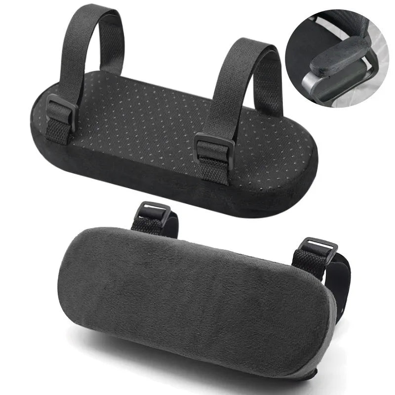 Home Office Memory Foam Chair Armrest Pad Elbow Support Pillow with Adjustable Elastic Strap