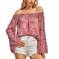 2023 European and American Women's New Casual Print Long Sleeved Chiffon Top