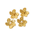 Fashion Stainless Steel 18k Gold Plated Pearl Flower Drop Earrings New Statement Earring Jewelry