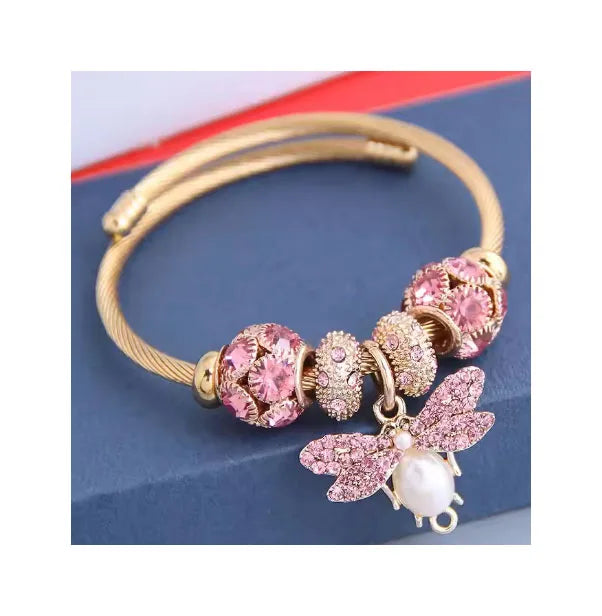 Wholesale Stainless Steel Jewelry Adjust Size Fashion Bracelet With DIY Charms in Gold Color Plated Hot Sell Butterfly Bracelet