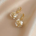 GT Acrylic Zircon Flower Drop Earrings 14K Gold Plated Earrings Fresh Temperament Earrings