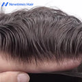 HS15+ Natural French Lace Front Super Thin Skin Indian Men Toupee Human Hair Replacement System