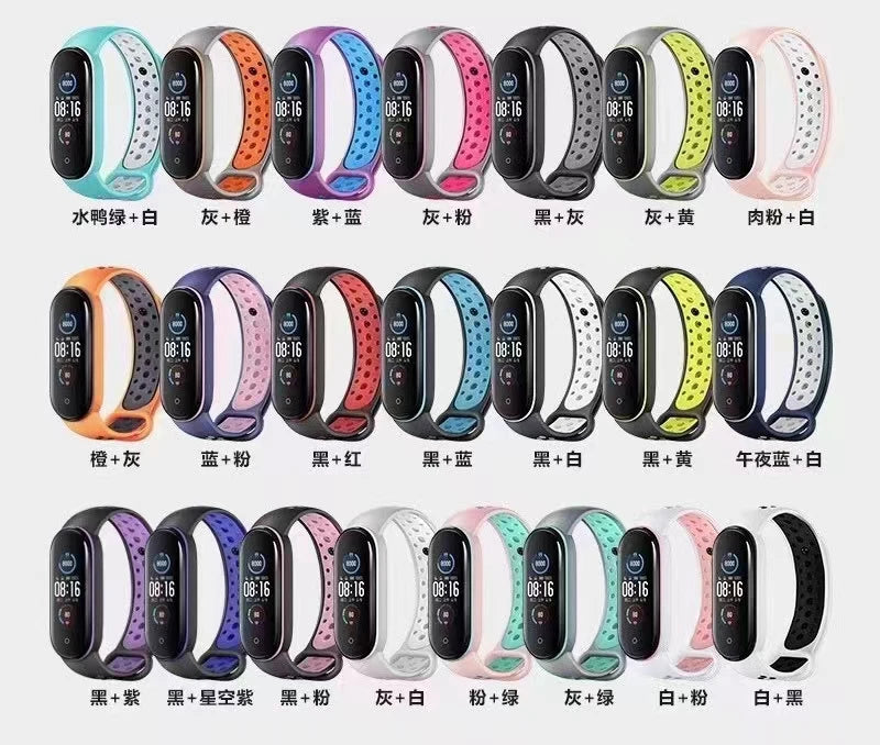 FORWELLENY Rubber Silicone Two-color Sport Mi Band 7 6 5  Replacement Straps  for xiaomi Band 7