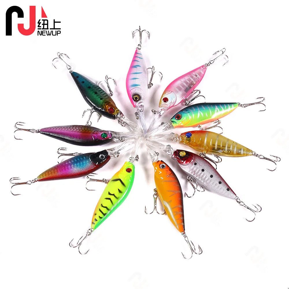 Long Tongue Minnow Hard Lure with Plastic & Metal Lifelike 3D Eyes for Bass Fishing in River & Lake