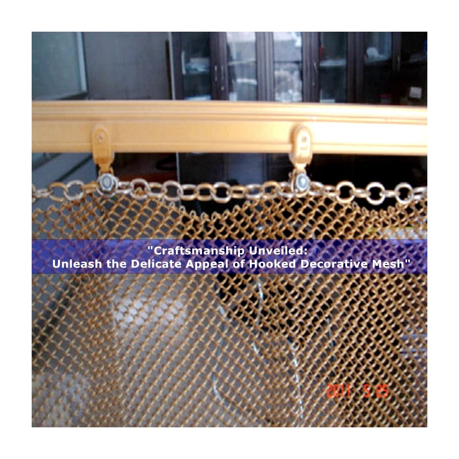 Gold Metal Hooked Decorative Mesh-Fire Pit/Fireplace Enclosure Decor Net Indoor Decorative FenceCustom Size Chain Link Mesh