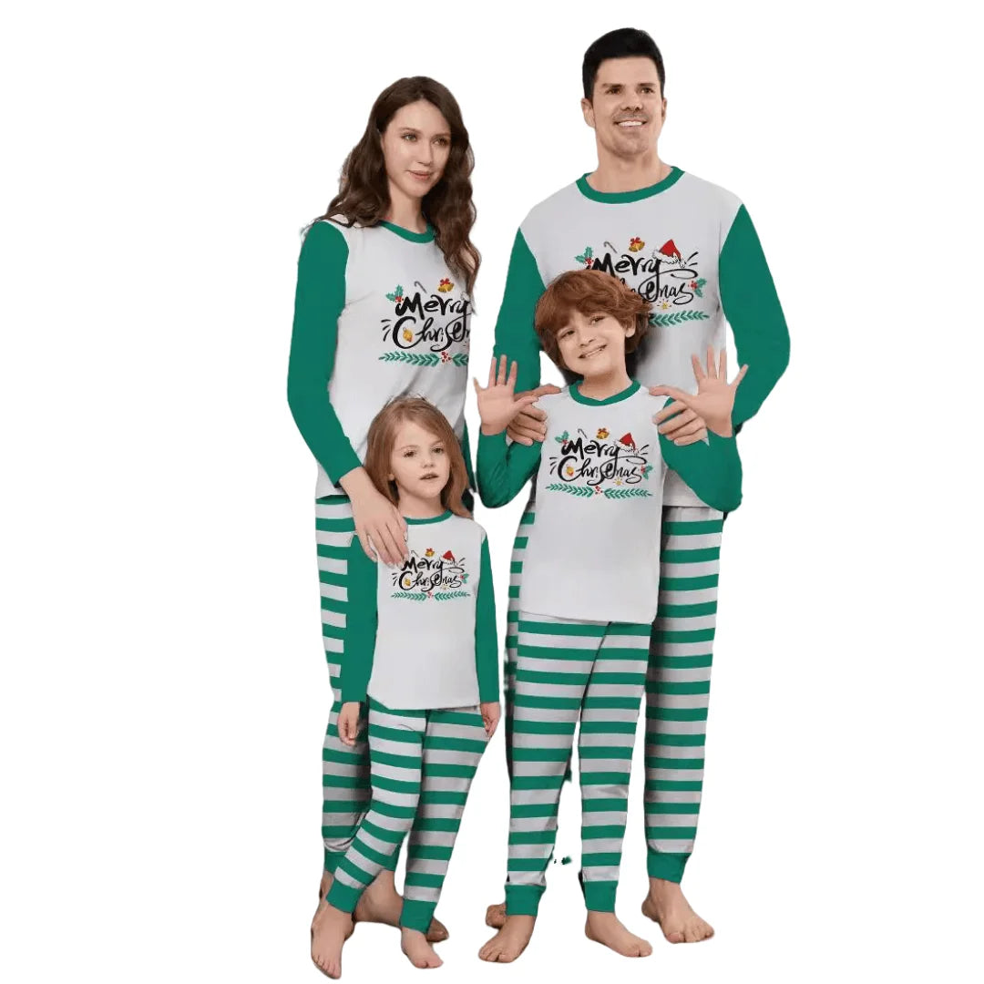 Hot-Selling New Style Family Matching Long Sleeve Round Collar Ankle Length Sleepwear Classic Christmas Print Pajamas Sets