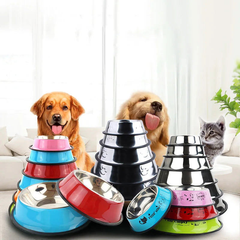 Pet Supplies Pet Bowl Multi Color Anti-slip Food Basin Stainless Steel Dog Food Bowls