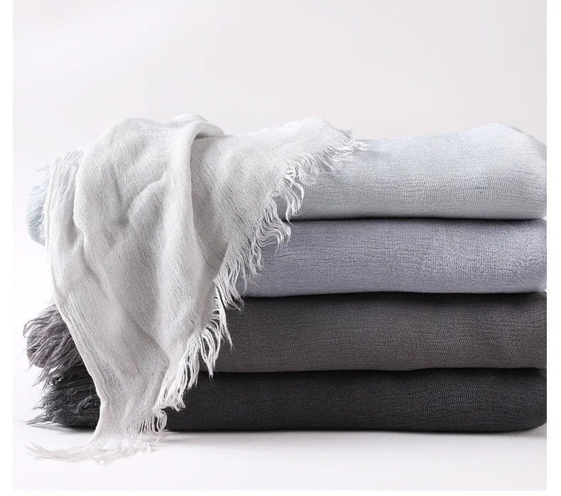 100% Rayon Plain Cotton Hijab Finged Large Size Wide Elegant Cotton Viscose Scarf Hijab With Tassels