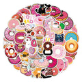 50Pcs/bag Cartoon Doughnut Dessert Stickers Pack for Children Decals Waterproof DIY Vinyl Laptop Journal Sticker Custom logo