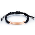 Fashion Trendy Curve bar Engraved Jewelry Stainless Steel Crysal Natural Stone Rope Couple Bracelet