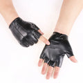 Fingerless PU Leather Driving Gloves Eco-Friendly Breathable Cycling Fishing Outdoor Sport Black Half Finger for Men Women Teens