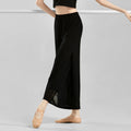 Women Wide Leg Dance Pants Adult Double Layers Mesh Side Slit Pants