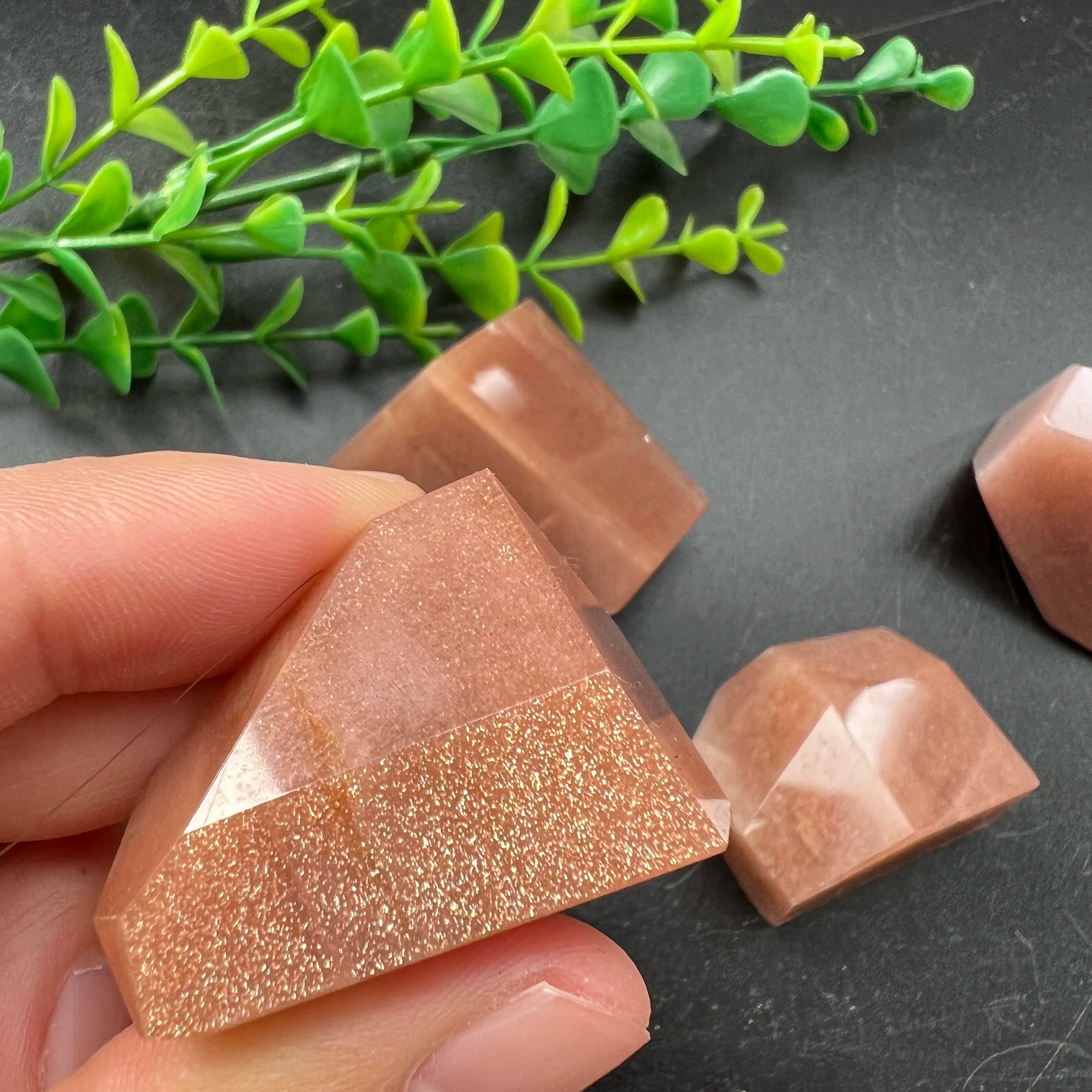 Gold Sunstone Free Form Polished Natural Raw Crystal Quartz Polyhedron Standing Stone