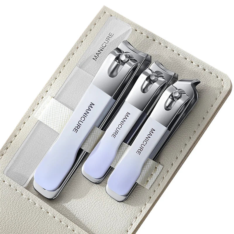 Trending Products New Arrivals Gradient Color Stainless Steel Nail Clipper Set With PU Leather Case