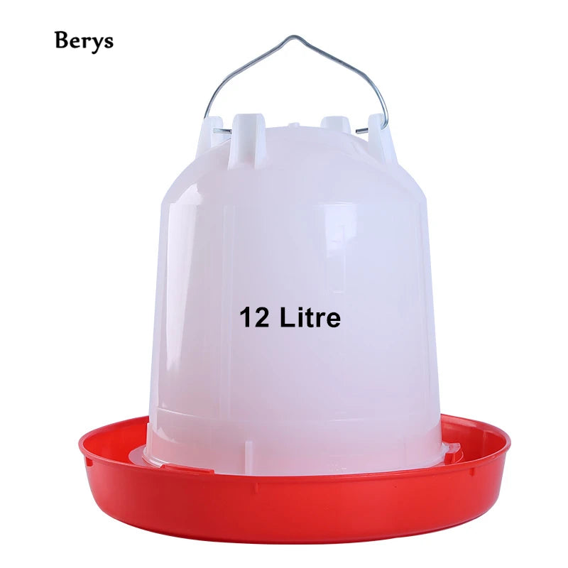 Berys 14L Red and White Manual Poultry Chicken Drinker Large Plastic Bell Waterer New 1 Year Warranty