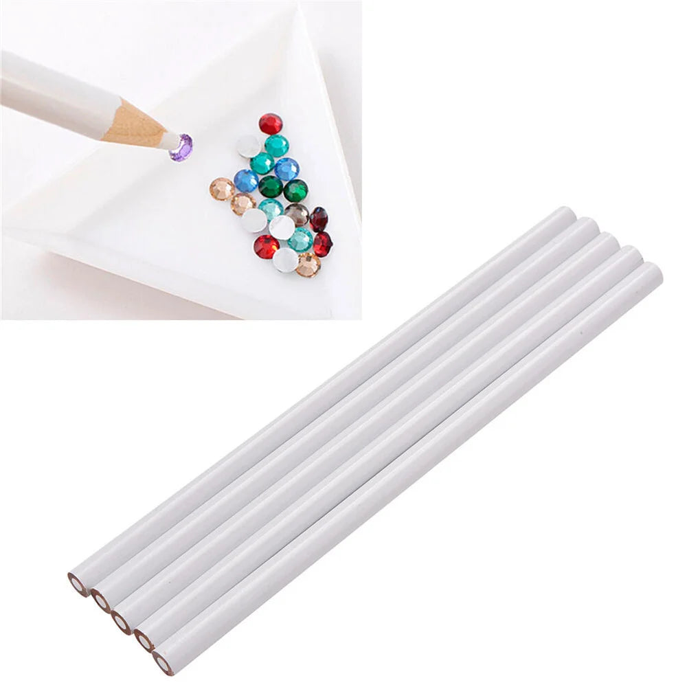 Tamax NAB062 Dual-ended Wood Nail Art Wax Pen with Rhinestones Gem Picker Crystal Dotting Tools for Commercial & Home Use 17cm