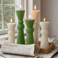 Geometric Abstract Decorative Striped Soy Wax Mold Cylindrical Aesthetic Silicone Mould Roman Ribbed Pillar Candle Mold