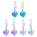 Color Crystal Earing Set 925 Sterling Silver Heart Dangle Earrings Women