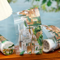 Europe Travel Series Circle Loop Stickers Water Activated PET Tape for Handbook Decoration 1 Roll Masking Material