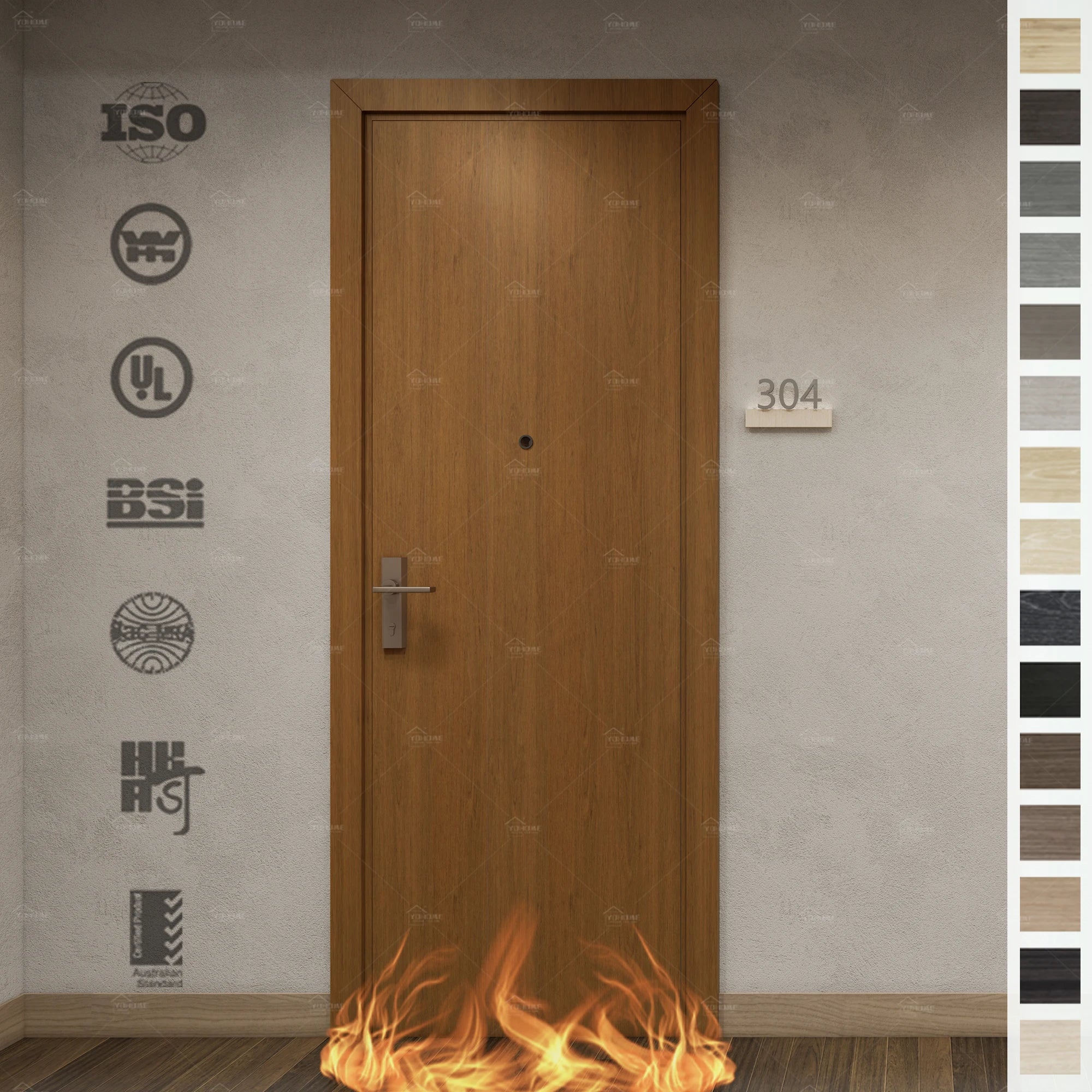 China Top Apartment Door Manufacturer Custom Wood Fire Rated Condo Door Soundproof Fireproof Apartment Room Fire Doors