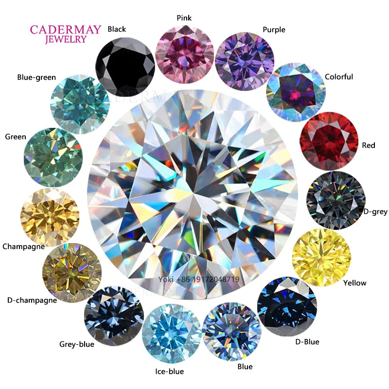 Cadermay Hot Sell Colorful Moissanite Diamond Green Champagne Red Black Yellow Pink Purple Blue Moissanite Loose