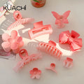 New Design Wholesale Pink Sweet Gradient Hair Claw Summer Cute Large Frosted Plastic Hair Claws Color Change Hair Accessories