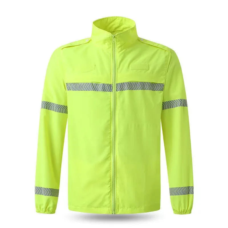 WEJUMP High Visibility Reflective Safety Jacket Waterproof Dry Fit Shirt Construction Long Sleeve for Running