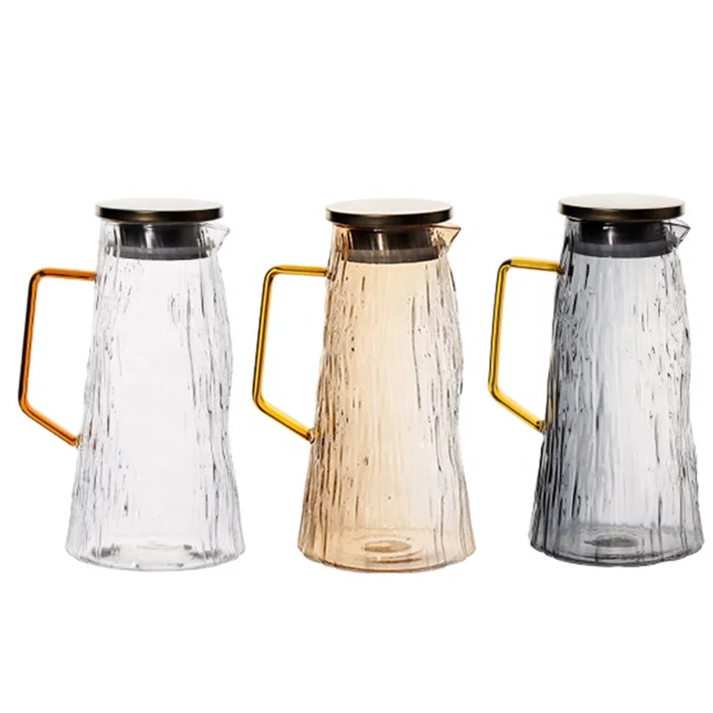 Custom Logo Bark Grain Cold Kettle Household Heat Resistant Glass Kettle Large Capacity Cold Teapot