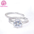 Fashion 1 Carat  Sterling Silver Engagement Moissanite Diamond Classic 6 Claws Moissanite Ring