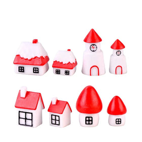 Miniature Red Christmas House Model Home Decor Micro Landscape Figurine Ornaments Photography Props Cartoon Castle
