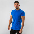 Men's Gym O-Neck Sport T-Shirt 95% Cotton 5% Elastan Plain Fitness Sportswear with Custom Logo Print Customizable Logo Print