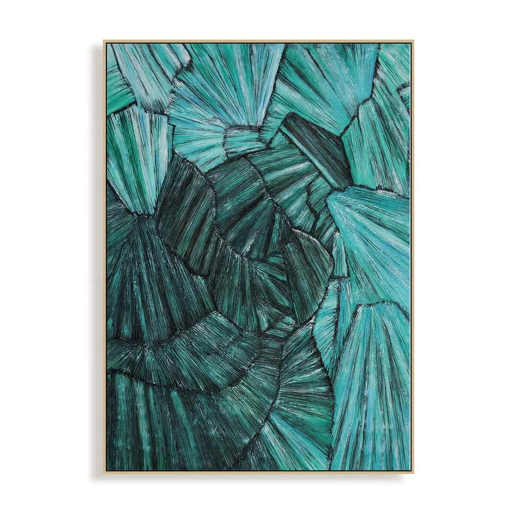 Modern Abstract  Green Paintings Canvas Wall Art With Textured for Living Room Bedroom Bathroom Decoration
