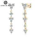 925 Jewelry Gift 925 Sterling Silver Long Tassel Chain Earrings 4MM Round Moissanite Earring for Women