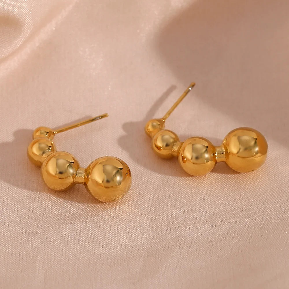 Dreamshow Fashion Jewelry Beaded Christmas Earrings Gold Plated Stainless Steel Stud Earrings for Women