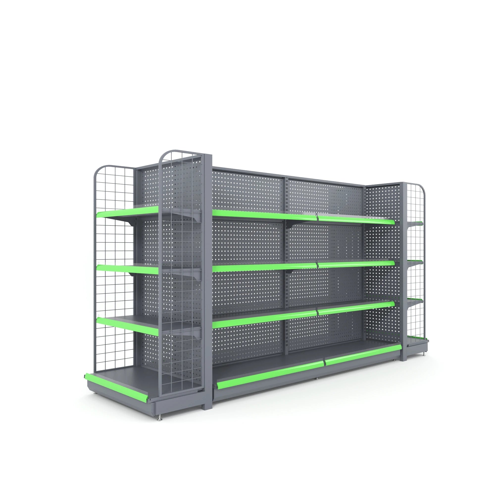 Grocery Shelf Pharmacy Display Rack Mini Store Shelf Gondola Supermarket Shelves White Shop Display Stand 18 Double-Sided