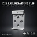 DIN 35mm Guide Rail Aluminum Alloy Silvery Snap Hook Mounting Clip Buckle Fixing Installation Bracket with 4 Holes for Systems