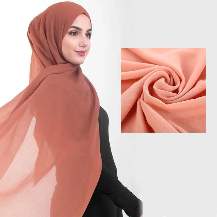 70*180cm Hijab Chiffon 2022 Maxi Big Size Scarf for Muslim Women Headscarf Ladies Headwraps Pashmina Hijab Muslim Fashion Islam