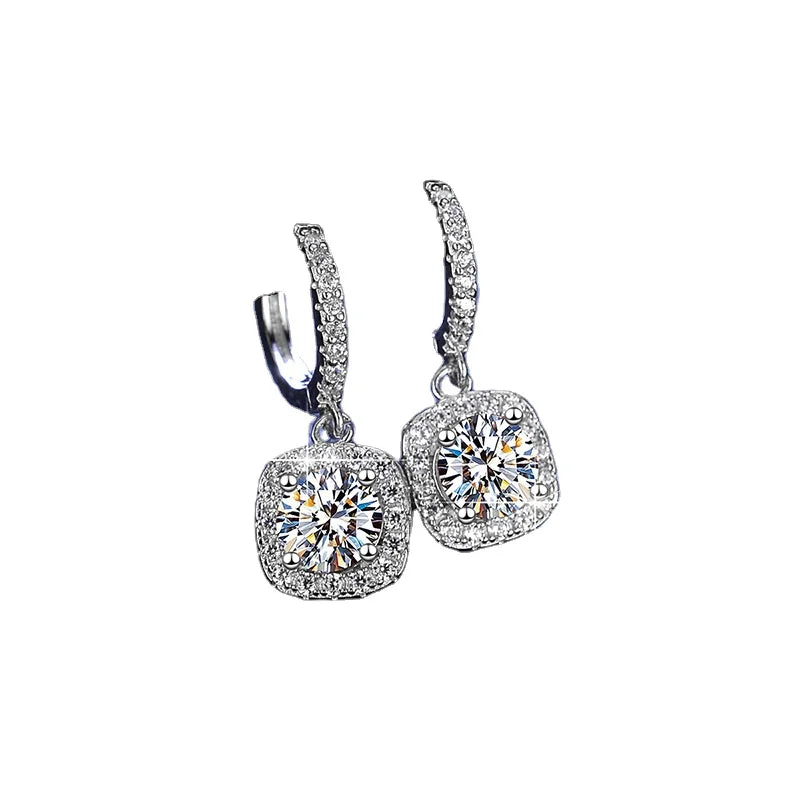 FZ-E-010 1ct Moissanite Stud Earrings 925 Sterling Silver with 18K Gold Plating Classic Style Hook Party Ready Ships Directly