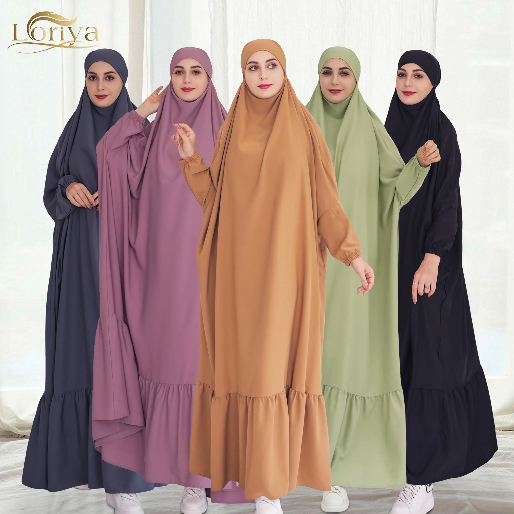 OEM Loriya 2023 Jilbab Abaya Modest Women's Oversized Ladies Abaya Dresses for Muslim Women Islamic Clothing Prayer Abaya