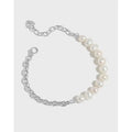 Ins Luxury Design Irregular Shape Freshwater Pearl Gold Plated S925 Sterling Silver Charm Bracelet for Women